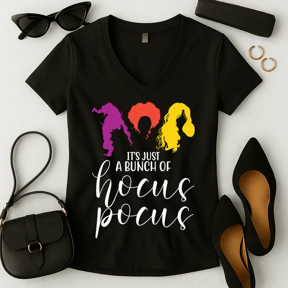 It's Just A Bunch Of Hocus Pocus Witches Women's V-Neck T-Shirt