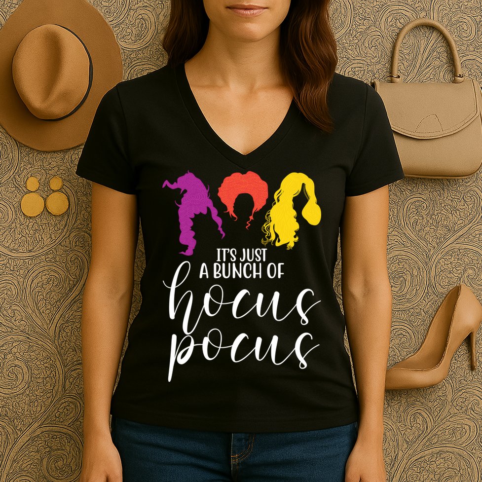 It's Just A Bunch Of Hocus Pocus Witches Women's V-Neck T-Shirt
