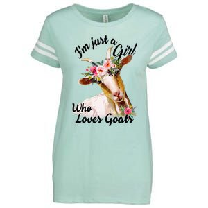 IM Just A Girl Who Loves Goats Cute Goats Lovers Enza Ladies Jersey Football T-Shirt