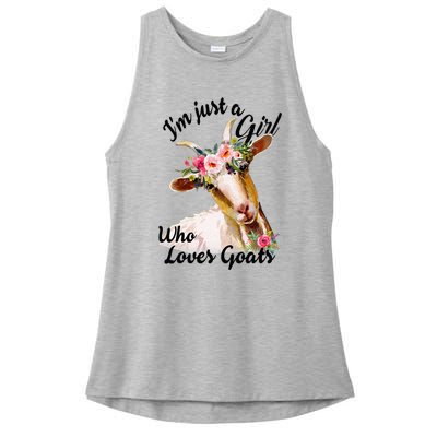 IM Just A Girl Who Loves Goats Cute Goats Lovers Ladies PosiCharge Tri-Blend Wicking Tank