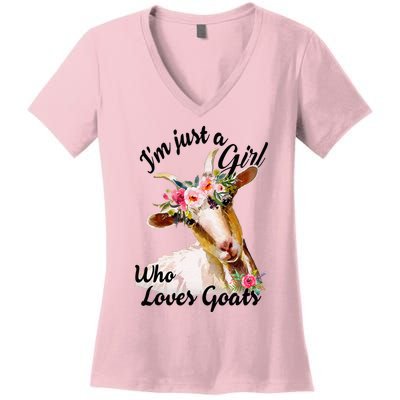 IM Just A Girl Who Loves Goats Cute Goats Lovers Women's V-Neck T-Shirt