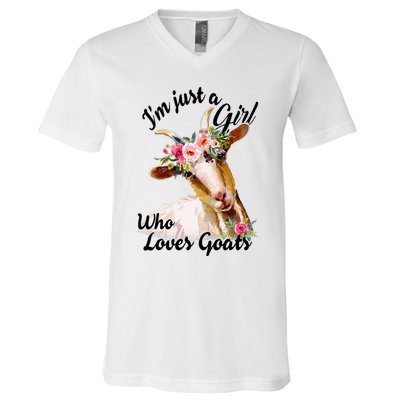 IM Just A Girl Who Loves Goats Cute Goats Lovers V-Neck T-Shirt