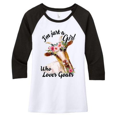 IM Just A Girl Who Loves Goats Cute Goats Lovers Women's Tri-Blend 3/4-Sleeve Raglan Shirt