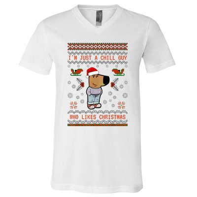 IM Just A Chill Guy Who Likes Christmas My New Character V-Neck T-Shirt