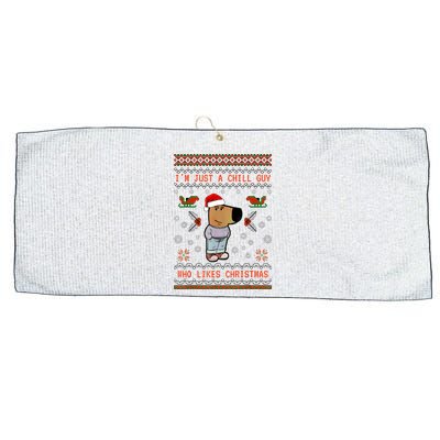 IM Just A Chill Guy Who Likes Christmas My New Character Large Microfiber Waffle Golf Towel