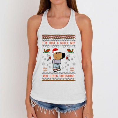 IM Just A Chill Guy Who Likes Christmas My New Character Women's Knotted Racerback Tank