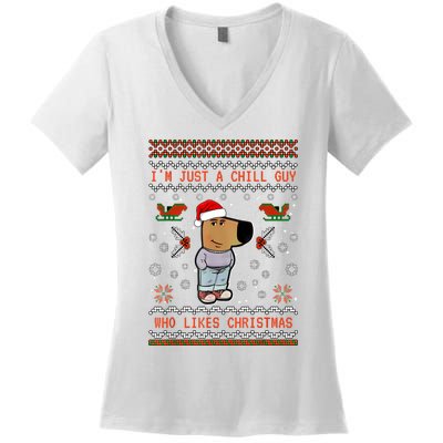 IM Just A Chill Guy Who Likes Christmas My New Character Women's V-Neck T-Shirt