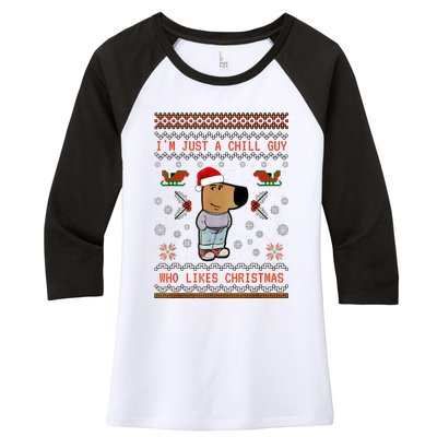 IM Just A Chill Guy Who Likes Christmas My New Character Women's Tri-Blend 3/4-Sleeve Raglan Shirt