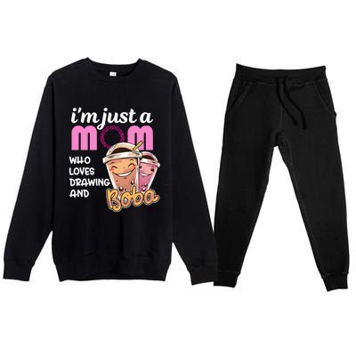 Im Just A Mom Who Loves Drawing Mothers Day Appreciation Gift Premium Crewneck Sweatsuit Set