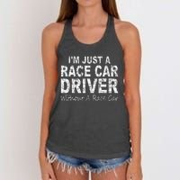 IM Just A Race Car Driver Without A Race Car Saying Women's Knotted Racerback Tank