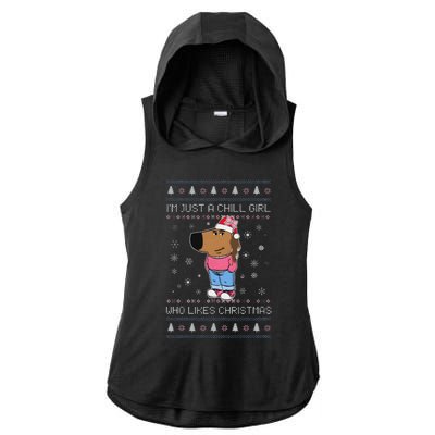 IM Just A Chill Girl Who Likes Christmas Ugly Sweater Ladies PosiCharge Tri-Blend Wicking Draft Hoodie Tank