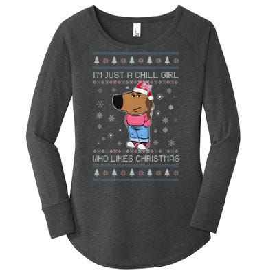 IM Just A Chill Girl Who Likes Christmas Ugly Sweater Women's Perfect Tri Tunic Long Sleeve Shirt