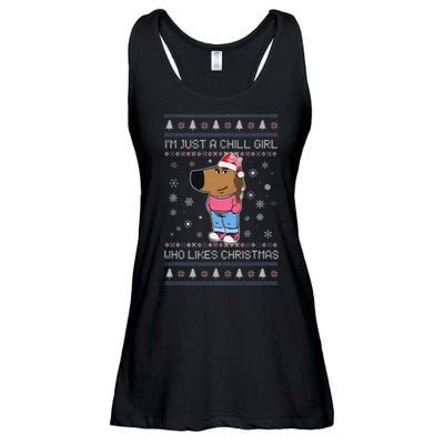 IM Just A Chill Girl Who Likes Christmas Ugly Sweater Ladies Essential Flowy Tank