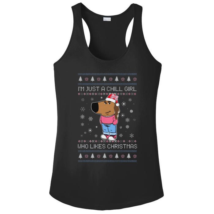 IM Just A Chill Girl Who Likes Christmas Ugly Sweater Ladies PosiCharge Competitor Racerback Tank