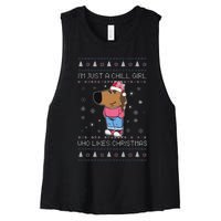 IM Just A Chill Girl Who Likes Christmas Ugly Sweater Women's Racerback Cropped Tank