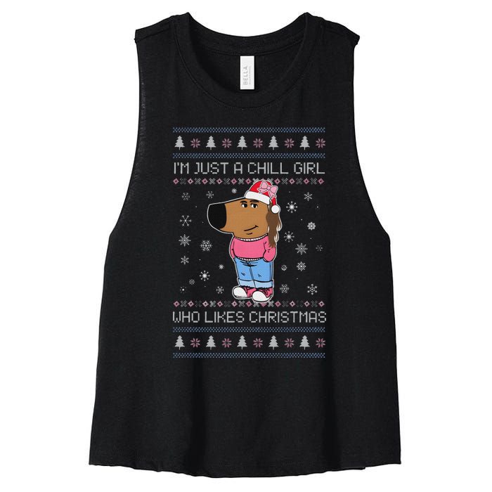 IM Just A Chill Girl Who Likes Christmas Ugly Sweater Women's Racerback Cropped Tank