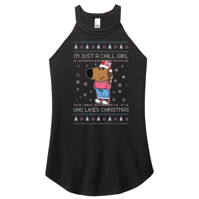 IM Just A Chill Girl Who Likes Christmas Ugly Sweater Women's Perfect Tri Rocker Tank