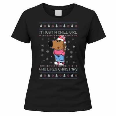 IM Just A Chill Girl Who Likes Christmas Ugly Sweater Women's T-Shirt