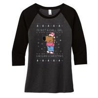 IM Just A Chill Girl Who Likes Christmas Ugly Sweater Women's Tri-Blend 3/4-Sleeve Raglan Shirt