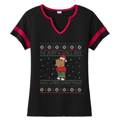 IM Just A Chill Guy Who Like Christmas Trending Meme Ladies Halftime Notch Neck Tee