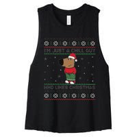 IM Just A Chill Guy Who Like Christmas Trending Meme Women's Racerback Cropped Tank