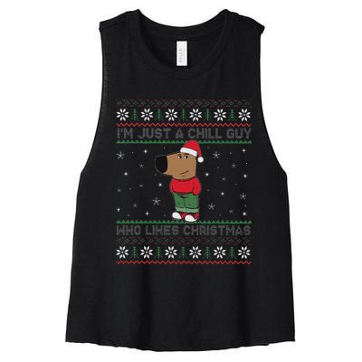 IM Just A Chill Guy Who Like Christmas Trending Meme Women's Racerback Cropped Tank