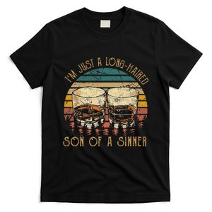 Im Just A LongHaired Son Of A Sinner Funny Whiskey Glasses T-Shirt