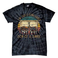 Im Just A LongHaired Son Of A Sinner Funny Whiskey Glasses Tie-Dye T-Shirt