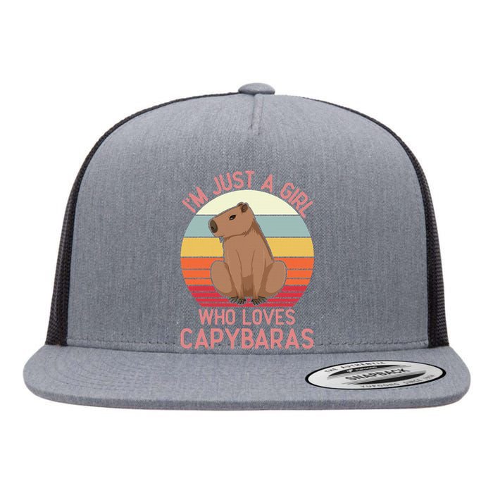 IM Just A Girl Who Loves Capybaras Respect Capybara Flat Bill Trucker Hat