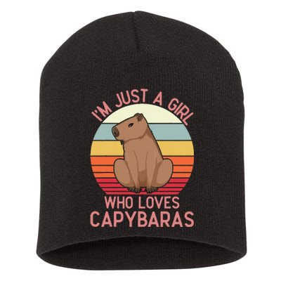 IM Just A Girl Who Loves Capybaras Respect Capybara Short Acrylic Beanie