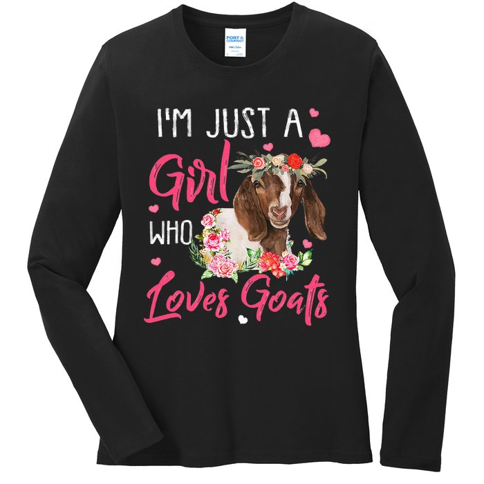 I'm Just A  Who Loves Goats Ladies Long Sleeve Shirt