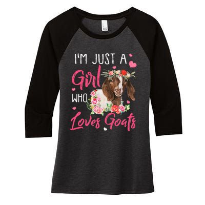 I'm Just A  Who Loves Goats Women's Tri-Blend 3/4-Sleeve Raglan Shirt