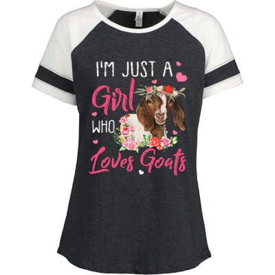 I'm Just A  Who Loves Goats Enza Ladies Jersey Colorblock Tee