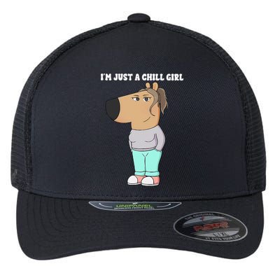 Im Just A Chill Girl Meme Funny Chill Girl Gift Flexfit Unipanel Trucker Cap