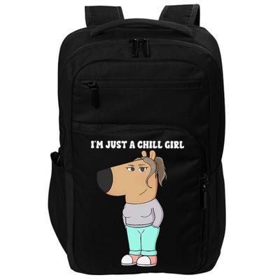 Im Just A Chill Girl Meme Funny Chill Girl Gift Impact Tech Backpack