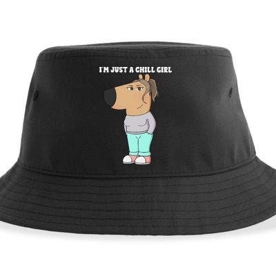 Im Just A Chill Girl Meme Funny Chill Girl Gift Sustainable Bucket Hat