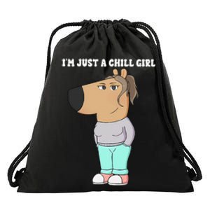 Im Just A Chill Girl Meme Funny Chill Girl Gift Drawstring Bag