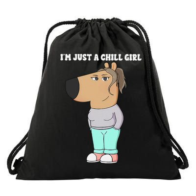 Im Just A Chill Girl Meme Funny Chill Girl Gift Drawstring Bag