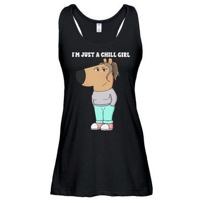 Im Just A Chill Girl Meme Funny Chill Girl Gift Ladies Essential Flowy Tank