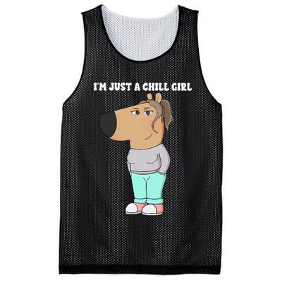 Im Just A Chill Girl Meme Funny Chill Girl Gift Mesh Reversible Basketball Jersey Tank