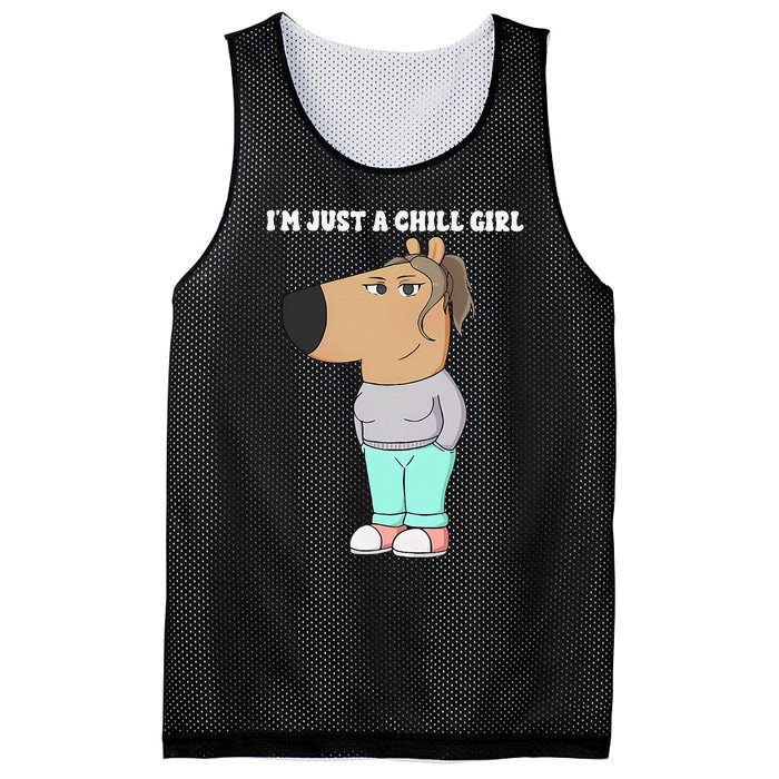 Im Just A Chill Girl Meme Funny Chill Girl Gift Mesh Reversible Basketball Jersey Tank