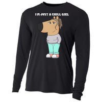 Im Just A Chill Girl Meme Funny Chill Girl Gift Cooling Performance Long Sleeve Crew