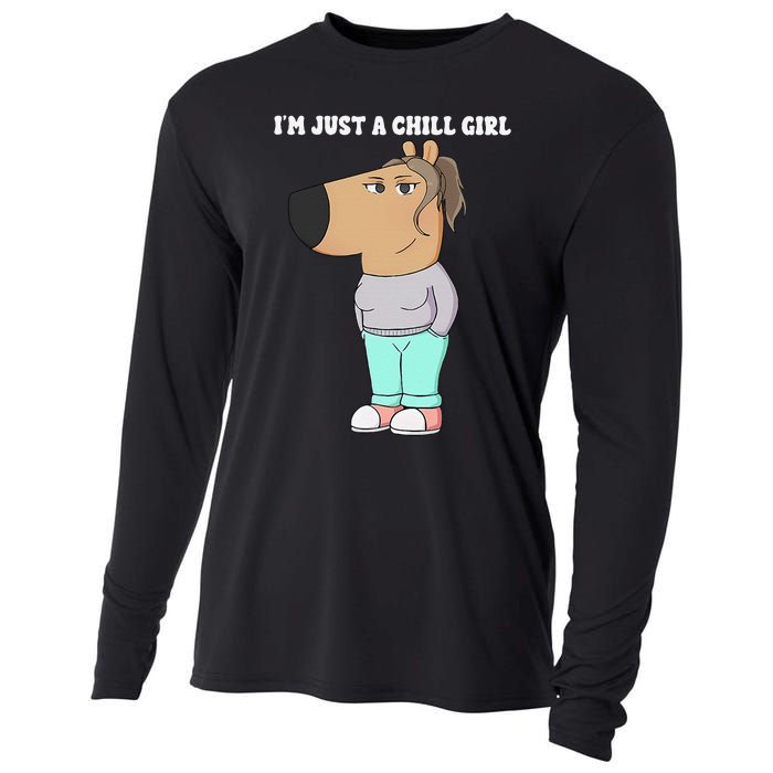 Im Just A Chill Girl Meme Funny Chill Girl Gift Cooling Performance Long Sleeve Crew