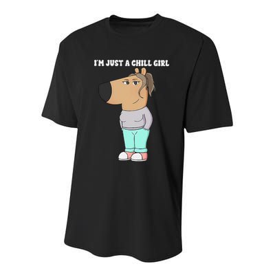 Im Just A Chill Girl Meme Funny Chill Girl Gift Youth Performance Sprint T-Shirt