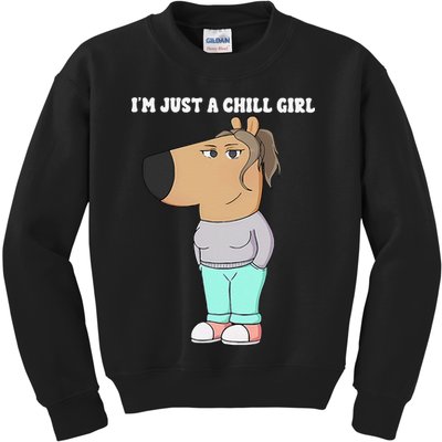 Im Just A Chill Girl Meme Funny Chill Girl Gift Kids Sweatshirt