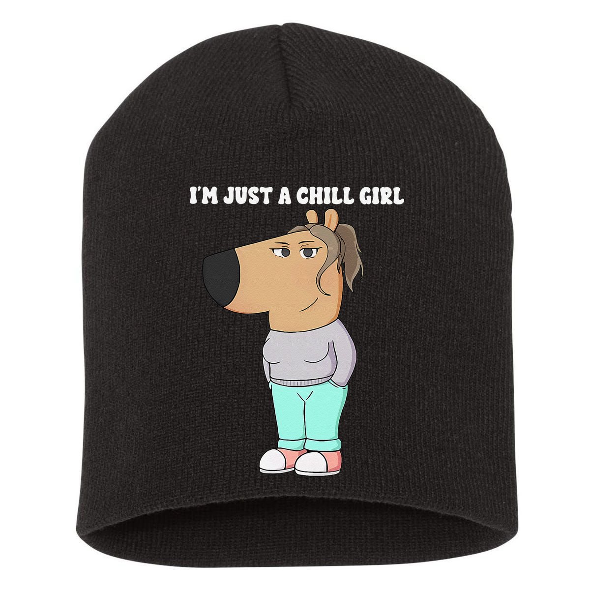 Im Just A Chill Girl Meme Funny Chill Girl Gift Short Acrylic Beanie