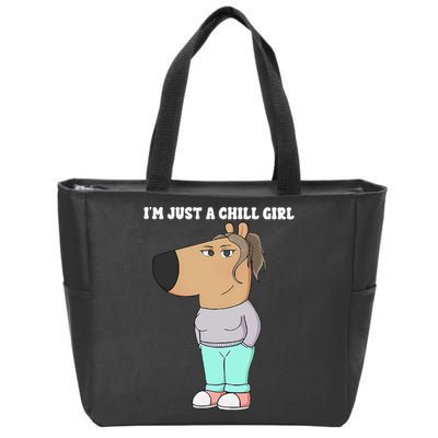 Im Just A Chill Girl Meme Funny Chill Girl Gift Zip Tote Bag