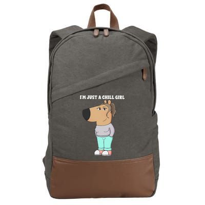 Im Just A Chill Girl Meme Funny Chill Girl Gift Cotton Canvas Backpack