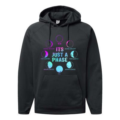 Its Just A Phase Celestial Moon Lunar Cycle Astronomy Performance Fleece Hoodie