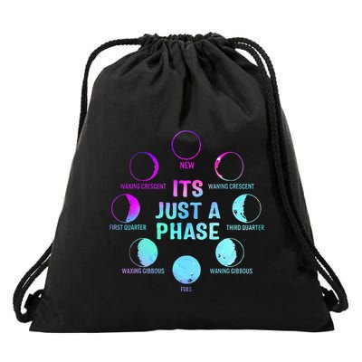 Its Just A Phase Celestial Moon Lunar Cycle Astronomy Drawstring Bag